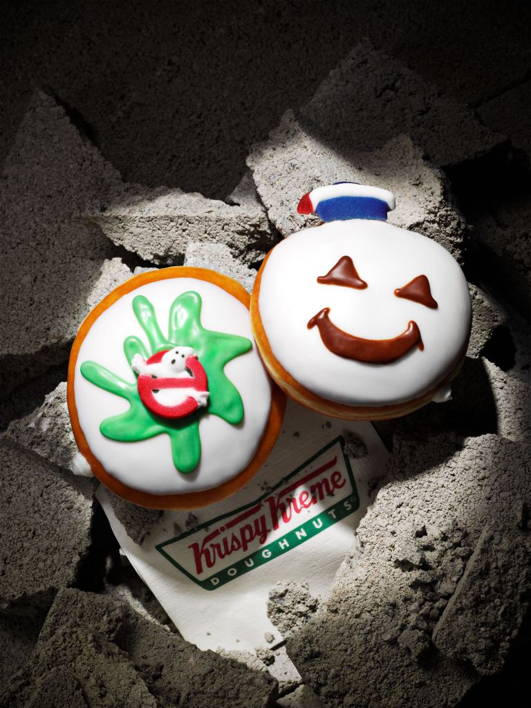 Krispy Kreme Ghostbusters and Stay Puft Marshmallow Doughnuts